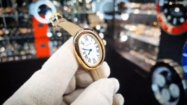 Часы женские Baignoire DE Cartier бежевый ремешок смотреть онлайн