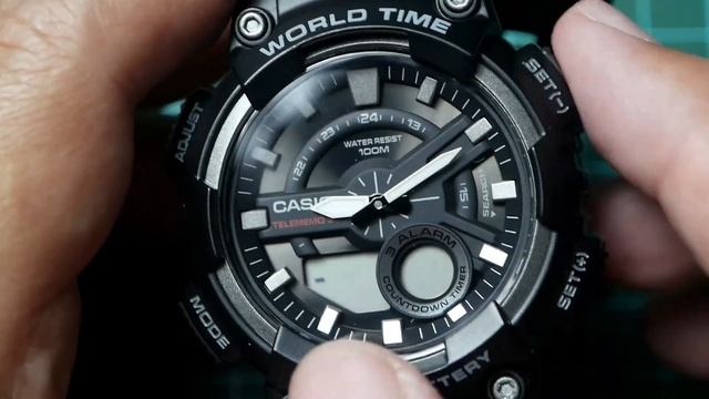 Casio AEQ110 Detail Setting Tutorial: Complete Guide To Set Time, Date, Telememo, Alarms, Timer