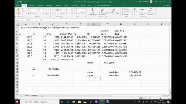 Test auf Normalverteilung nach Kolmogorow Smirnow 1 смотреть онлайн