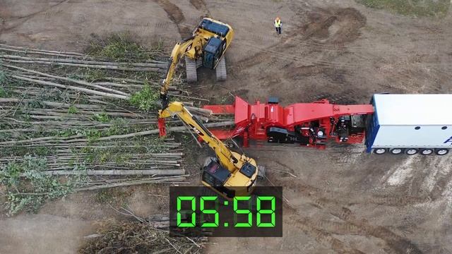 Morbark 5048X Drum Chipper Timed Loading 40 Tons of Chips смотреть онлайн