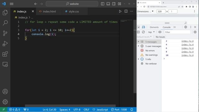 Оператор FOR LOOPS // JavaScript FOR LOOPS_20 смотреть онлайн