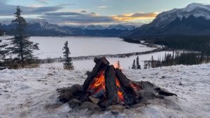 Костер в Скалистых горах зимой