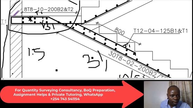 TAKING OFF STEEL REINFORCEMENT BARS IN STAIRCASE E19//BILL OF QUANTITIES IN CONSTRUCTION USING EXCE смотреть онлайн
