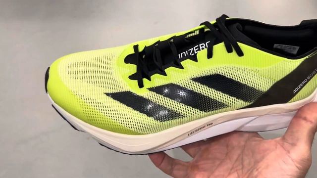Adidas Adizero Boston 12 White Neon Green Running Shoes