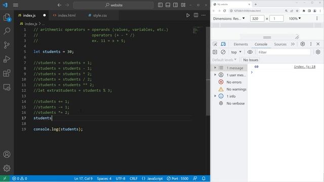 АРИФМЕТИЧЕСКИЕ ОПЕРАТОРЫ JavaScript // JavaScript ARITHMETIC OPERATORS _03 смотреть онлайн