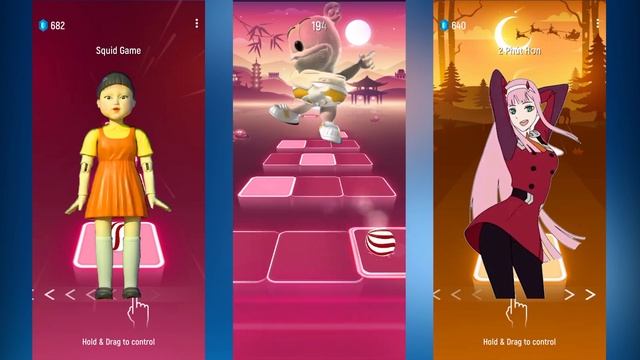 Squid Game vs Gummy Bear vs 2 Phut Hon - Tiles Hop EDM Rush смотреть онлайн