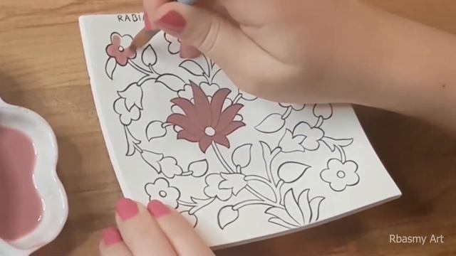 TILE ART DESIGN | HATAYI and FLORAL Pattern | Drawing & Painting a Ceramic Tile | Satisfying Art смотреть онлайн