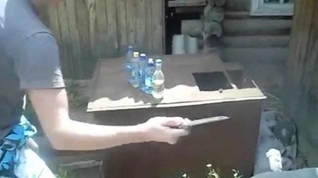 Нож "Клыч" из дамасской стали разрубает 5 бутылок смотреть онлайн