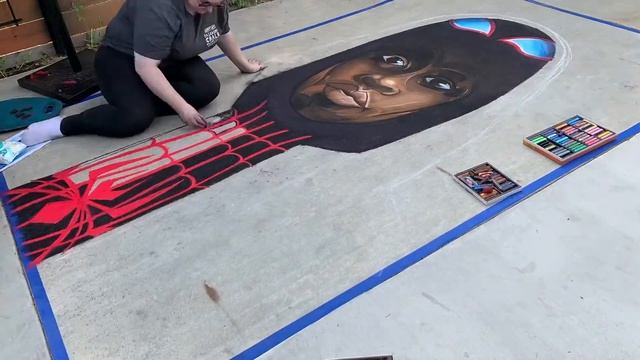 Miles Morales Spiderman Chalk Mural смотреть онлайн