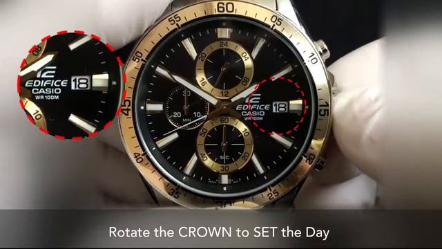 CASIO EFR-546 EDIFICE How To Change the day indicator setting - Tutorial смотреть онлайн