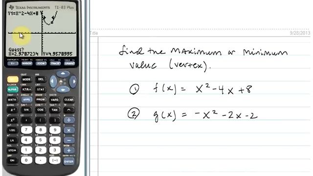 Finding the Vertex/Maximum/Minimum of a Quadratic Function using the TI83/84 смотреть онлайн