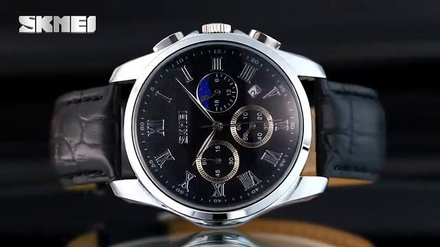 SKMEI 9260 Men's Moonphase Watch Quartz Movement 3Bar Waterproof