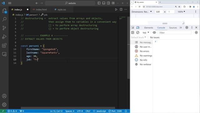 JavaScript DESTRUCTURING in 8 minutes _46 смотреть онлайн