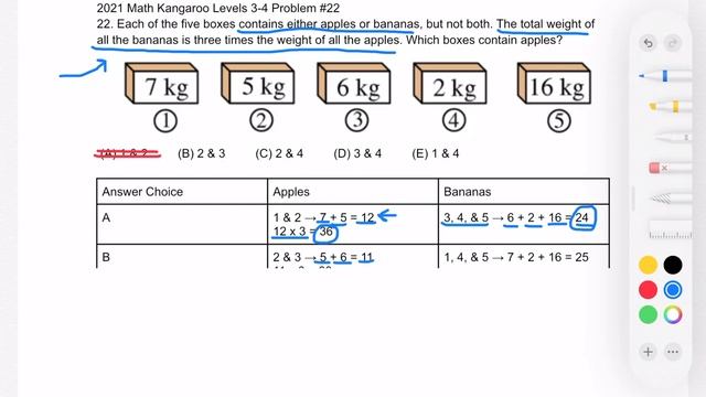 2021 Math Kangaroo Levels 3-4 Problem #22 смотреть онлайн