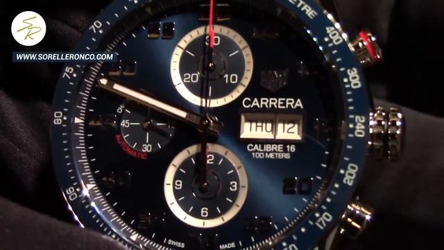 TAG Heuer Carrera Calibre 16 Cronograph Day-Date Blue Dial смотреть онлайн
