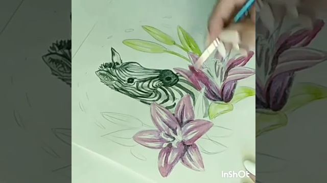 Рисуем зебру и лилии акварелью смотреть онлайн