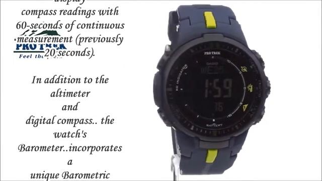 Casio Men's PRW-3000-2CR Protrek Sport Watch with Black Resin Band смотреть онлайн