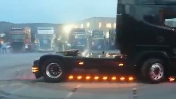 Scania truck drifting