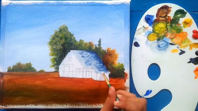 Daily Art #30 / House in Grass field Acrylic Painting смотреть онлайн