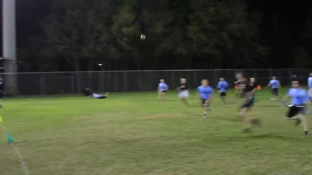 Flag Football February 20 2014 Blue Moccasins vs Black Mamba Aubrey passes to Jeremy (sliding catch смотреть онлайн