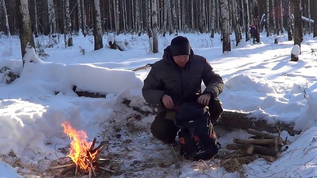 Зимний лес и готовка на костре. смотреть онлайн