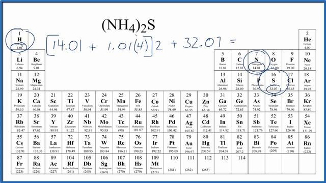 Molar Mass of (NH4)2S: Ammonium sulfide (note: final answer should be 68.13) смотреть онлайн