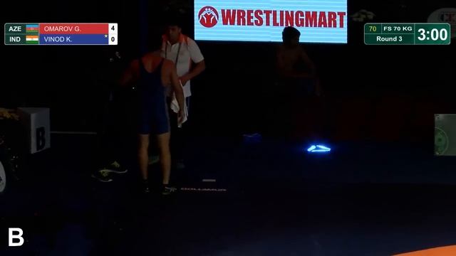 Round 3 FS - 70 kg: G. OMAROV (AZE) df. K. VINOD (IND) by TF, 12-1 смотреть онлайн