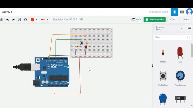 Adruino | Turning a LED ON and stay ON using Pushbutton | Tinkercad смотреть онлайн