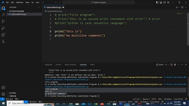 📢 005 - Single line & Multi line comments in python | Python comments | python in 100 days| #python смотреть онлайн
