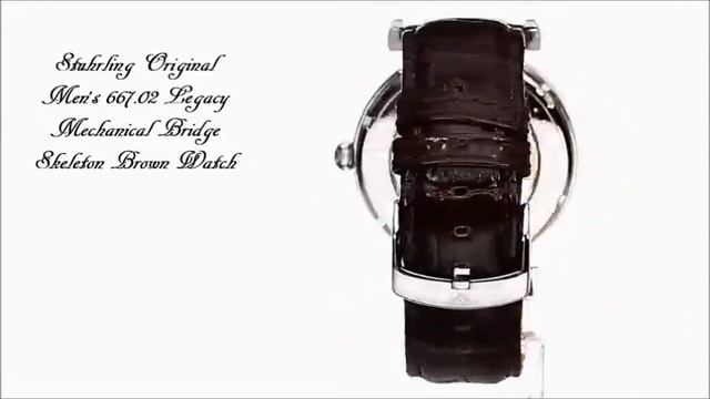 Stuhrling Original Men's 667.02 Mechanical Bridge Skeleton Brown Watch смотреть онлайн