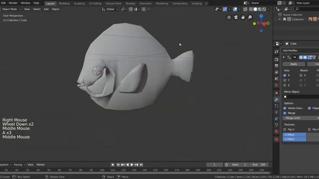 realistic fish modelling texturing blender2.8 tutorial смотреть онлайн