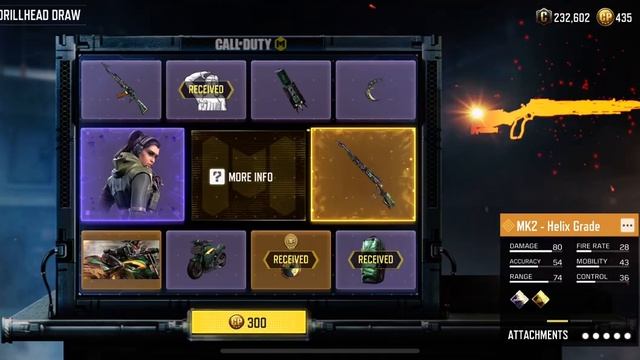 Call of duty mobile MK2 Helix Drillhead Draw, one spin, spending 300cp. смотреть онлайн