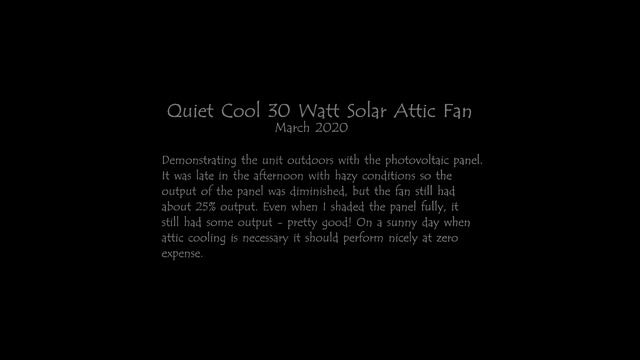 Quiet Cool 30 Watt Solar Attic Fan Demonstration смотреть онлайн