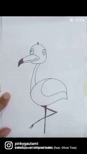 easy flamingo drawing #shorts #drawing #animals #birds смотреть онлайн