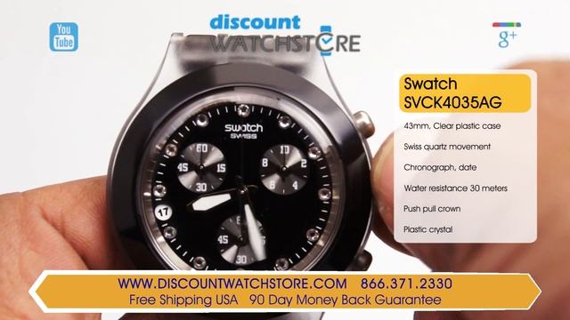 Swatch SVCK4035AG Men's Full Blooded Black Ion Plated Steel Bracelet Chronograph Watch Review Video смотреть онлайн