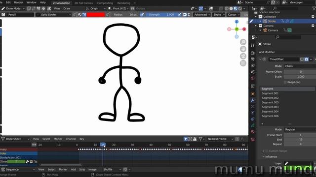 New Chain Mode in Grease Pencil Time Offset Modifier - Blender 3.4 смотреть онлайн
