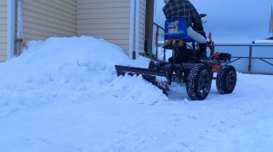 Срезаю снег ! мотоблок УГРА мини трактор отвал нож