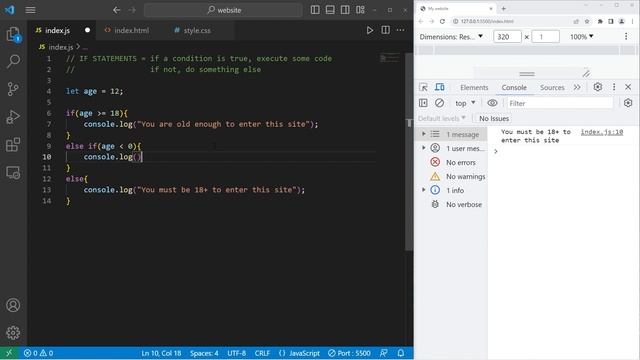Оператор if в JavaScript // If statements in JavaScript_10 смотреть онлайн
