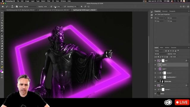 Creating neon lighting and effects in Photoshop смотреть онлайн