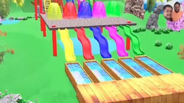 Long Slide Game With Elephant Gorilla Buffalo Hippopotamus Tiger - 3d Animal Game - Funny 3d Animal смотреть онлайн