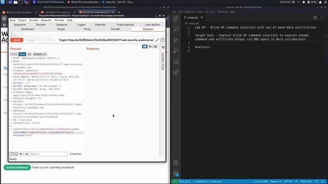 7. Lab 5 - Blind OS command injection with out-of-band data exfiltration смотреть онлайн