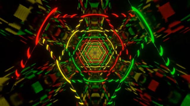 Green and Yellow and Red Hexagon Type Neon Lamp Light Background VJ Loop in 4K смотреть онлайн