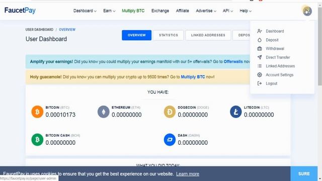 FaucetPay вместо Faucet Hub.Регистрация,обзор+ биткоин краны