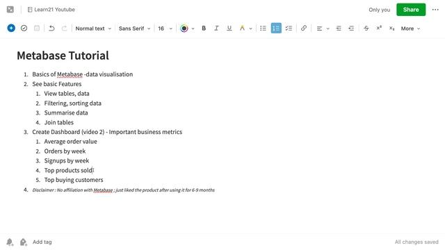 Metabase Tutorial - 2 | Create a Sample Dashboard with business metrics without coding смотреть онлайн
