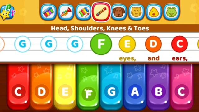 Head, Shoulders, Knees & Toes | Flute Music | Kids Piano | Baby Games Gameplay | RV Appstudios смотреть онлайн
