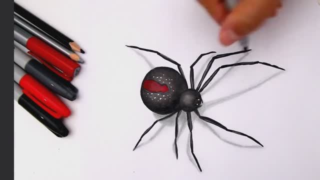 Как нарисовать реалистичного 3D ПАУКА (легко) смотреть онлайн