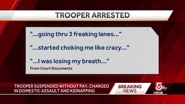 Massachusetts State Police trooper suspended without pay, charged with domestic assault, kidnapping смотреть онлайн