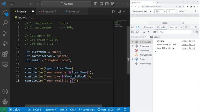 Переменные JavaScript просты в использовании // JavaScript VARIABLES are easy _02 смотреть онлайн