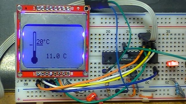 Using a Nokia type LCD with Atmel AVR ATmega8 and AVR-GCC. смотреть онлайн