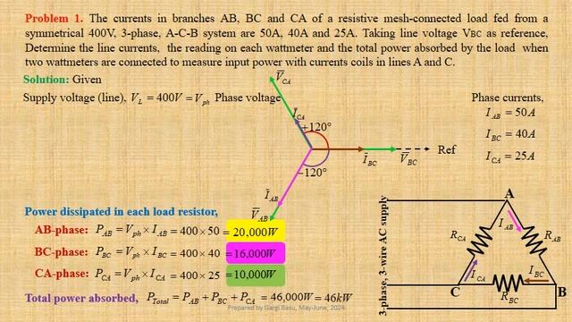 A pair of problems on 2-wattmeter method power measurement for unbalanced D-connected load Part-10 смотреть онлайн